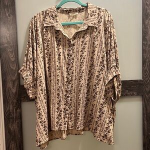Easel Beige and Brown Floral Top